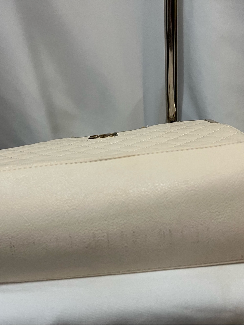 Quilted CC Top-Handle Tote in Cream with Gold Hardware - Picture 11 of 11